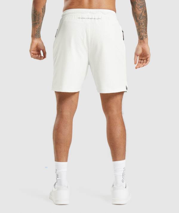 Panske Šortky Gymshark Steve Cook Mesh Biele | SL3429687
